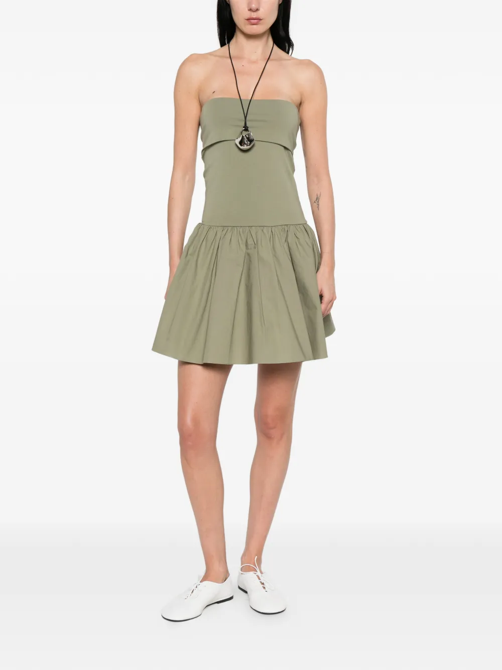  By Malene Birger Marcia Strapless Ruffled Dress - Green 
