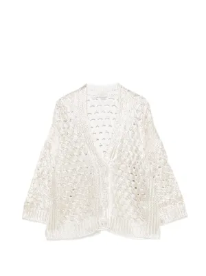 CFCL Lattice Cropped Cardigan | Grey | FARFETCH CY