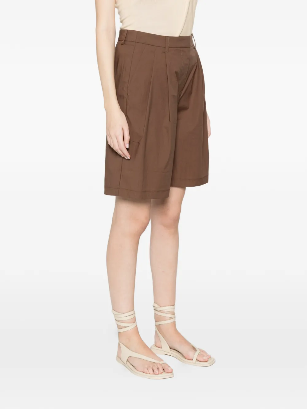  Alpha Studio Pleated Tailored Shorts - Brown 