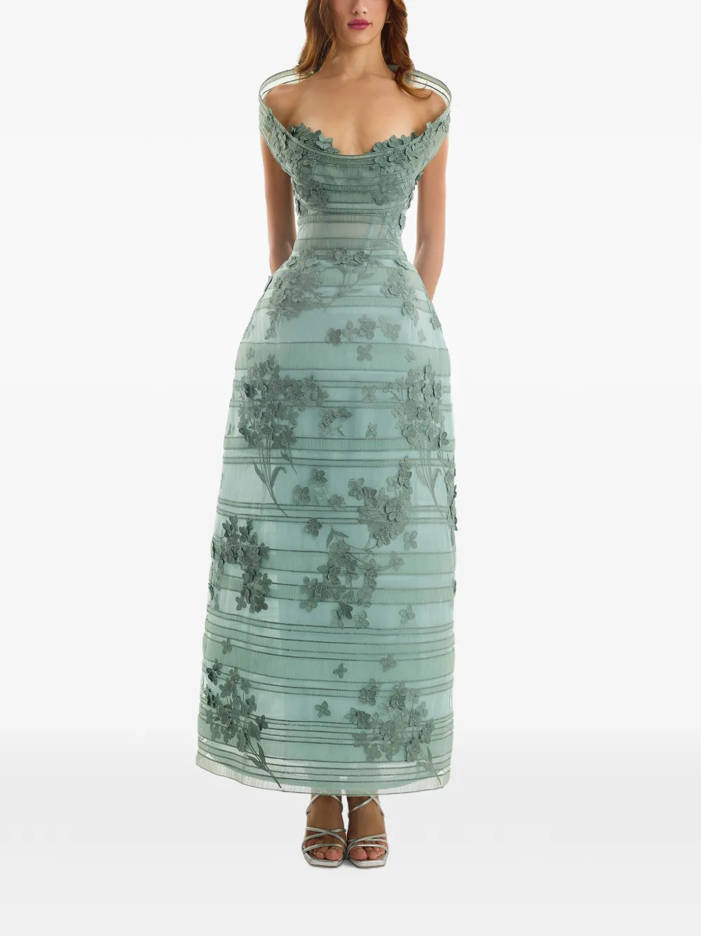 Gemy Maalouf off-shoulder embroidered midi dress