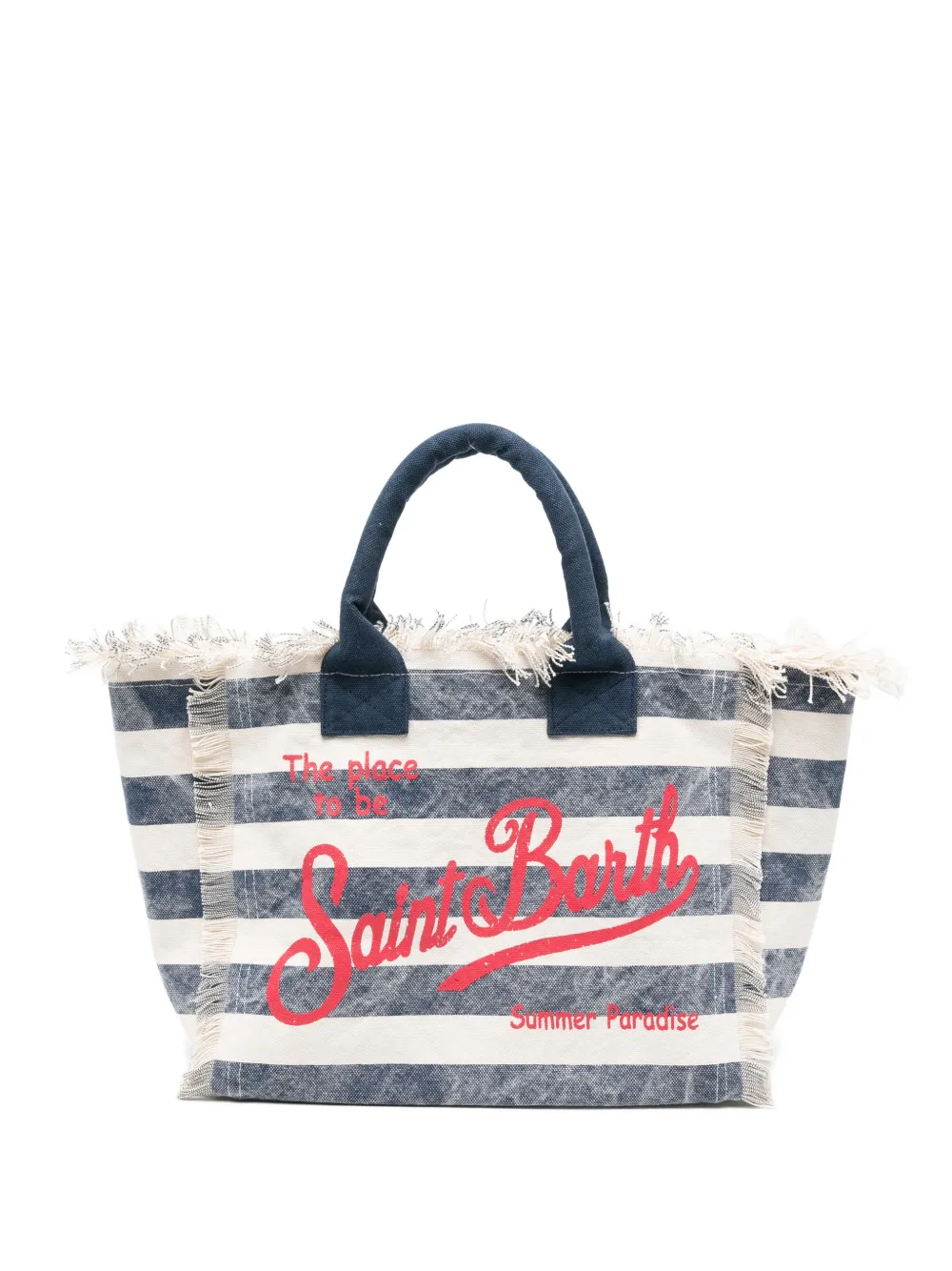 MC2 Saint Barth Vanity striped fringed tote bag - Blu