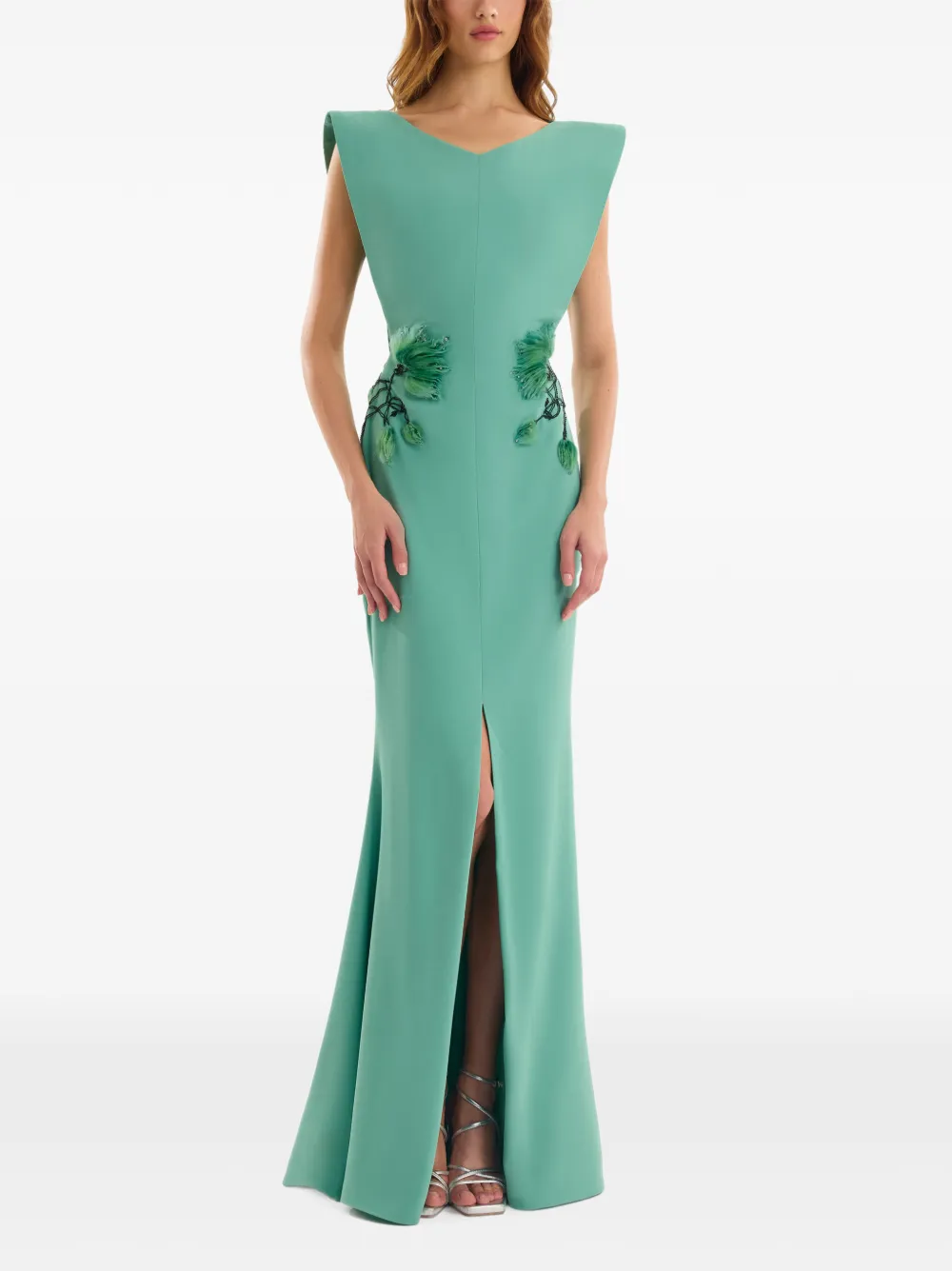 Gemy Maalouf Maxi-jurk met gestructureerde hals Groen