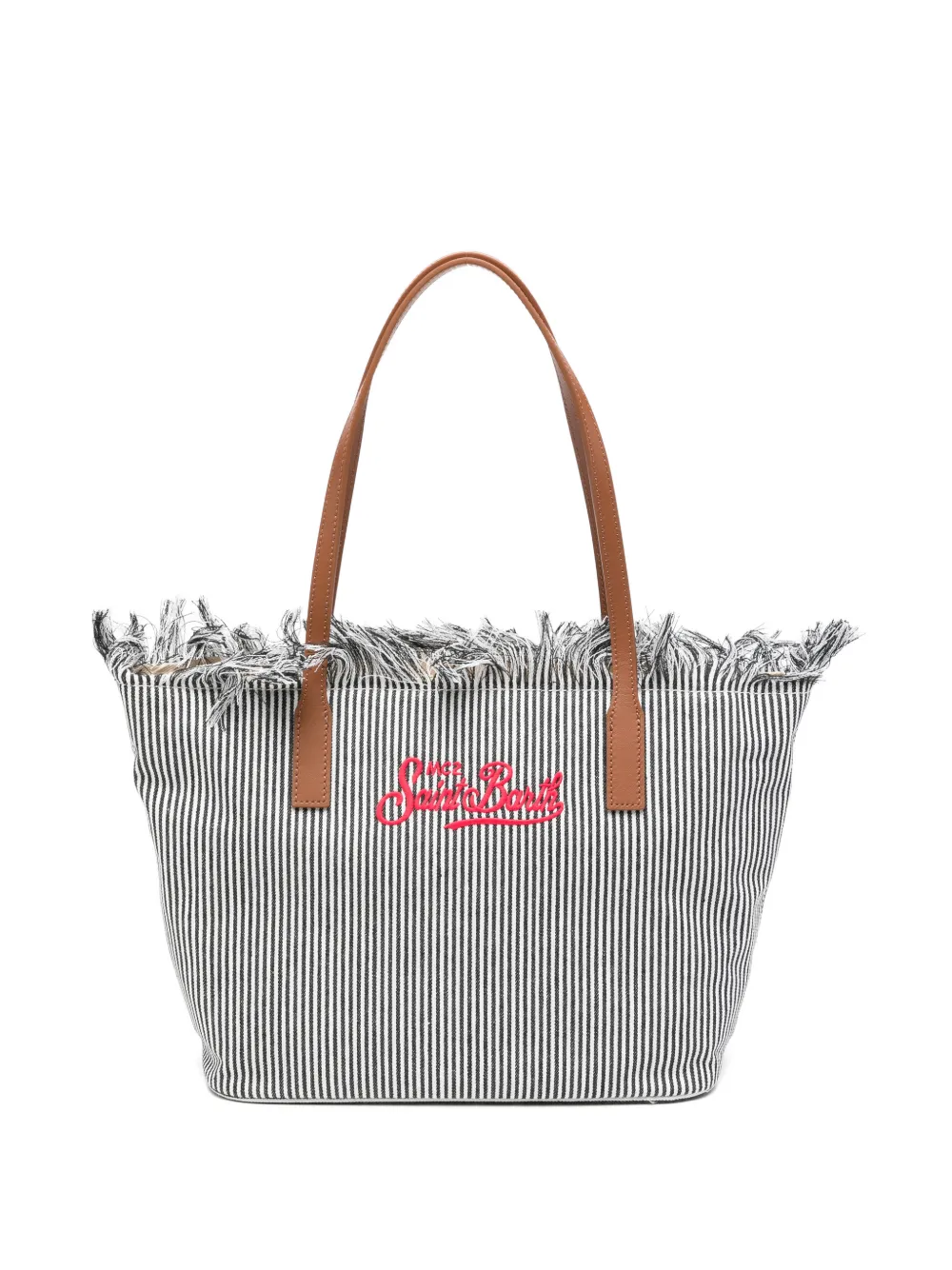 MC2 Saint Barth medium City fringed striped tote bag - Bianco