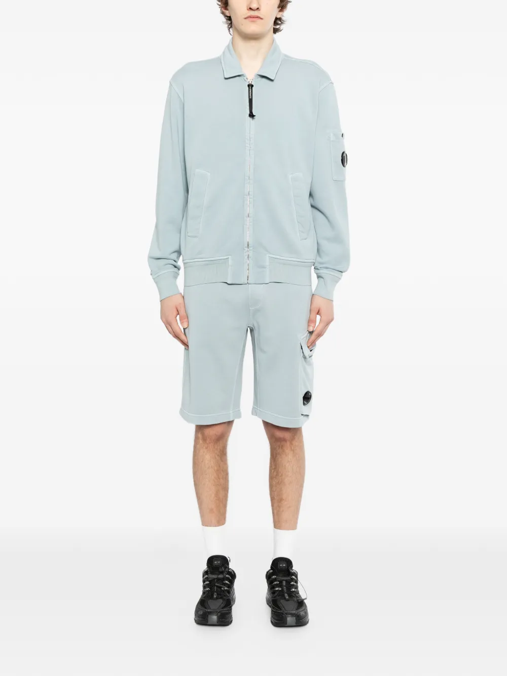 C.P. Company Diagonal fleece sweater Blauw