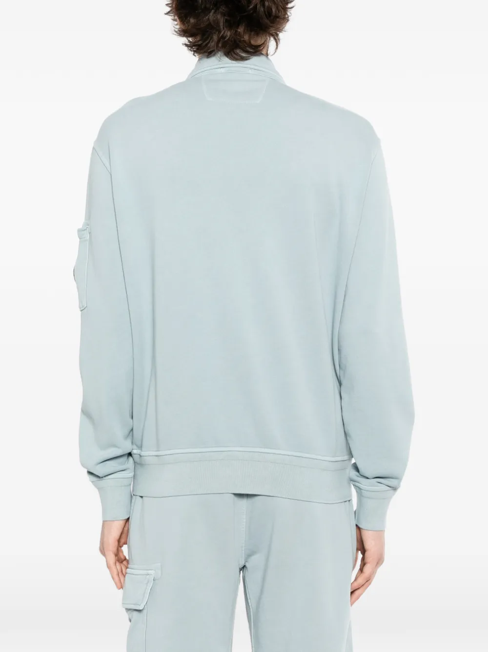 C.P. Company Diagonal fleece sweater Blauw