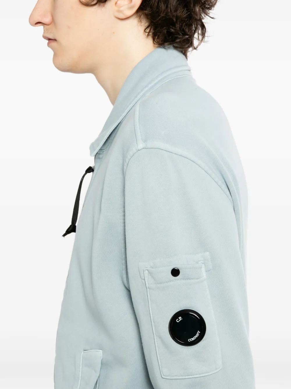 C.P. Company Diagonal fleece sweater Blauw