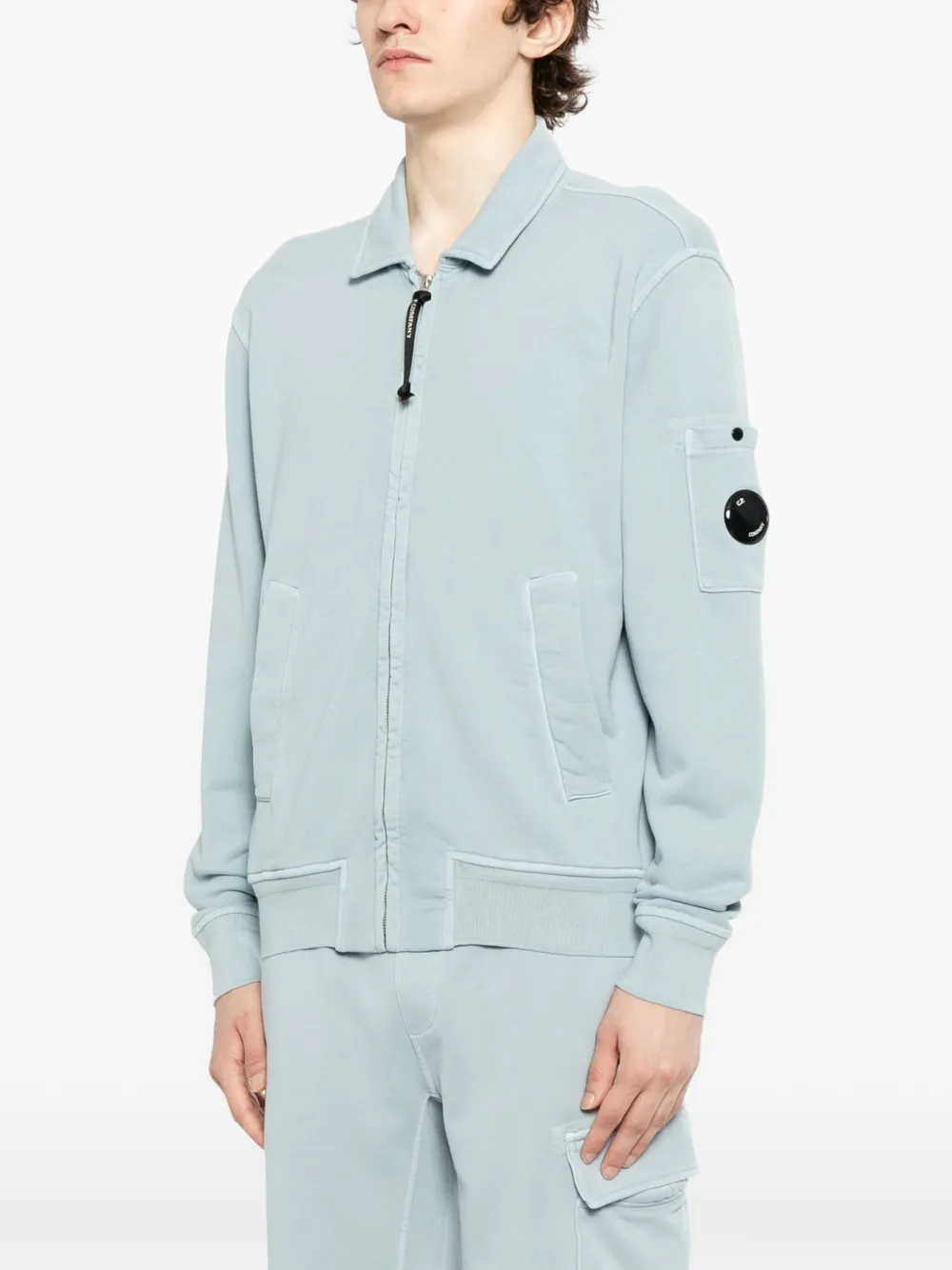 C.P. Company Diagonal fleece sweater Blauw