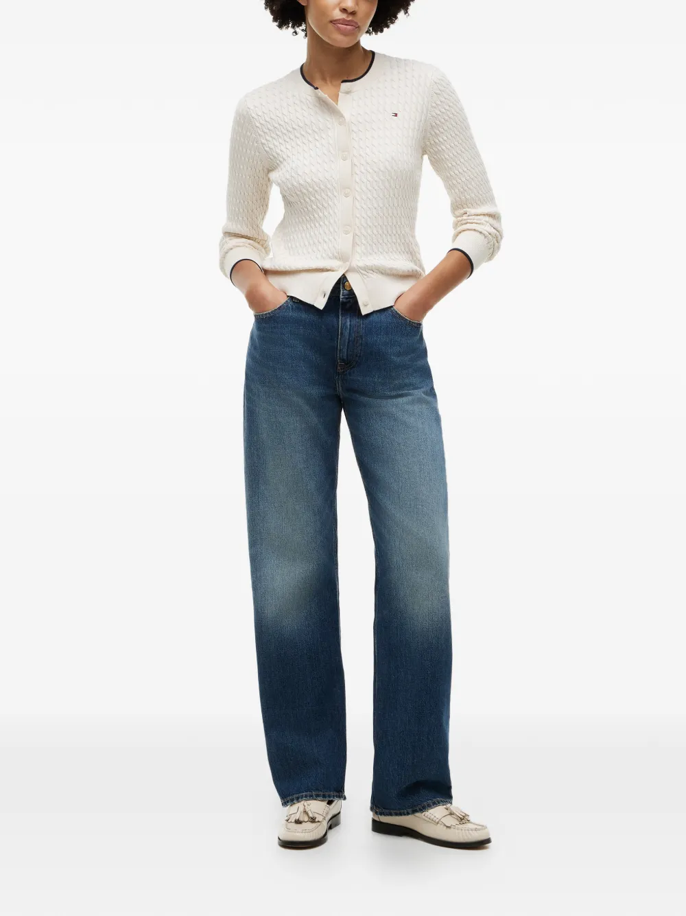  Tommy Hilfiger Embroidered-logo Cardigan - Neutrals 