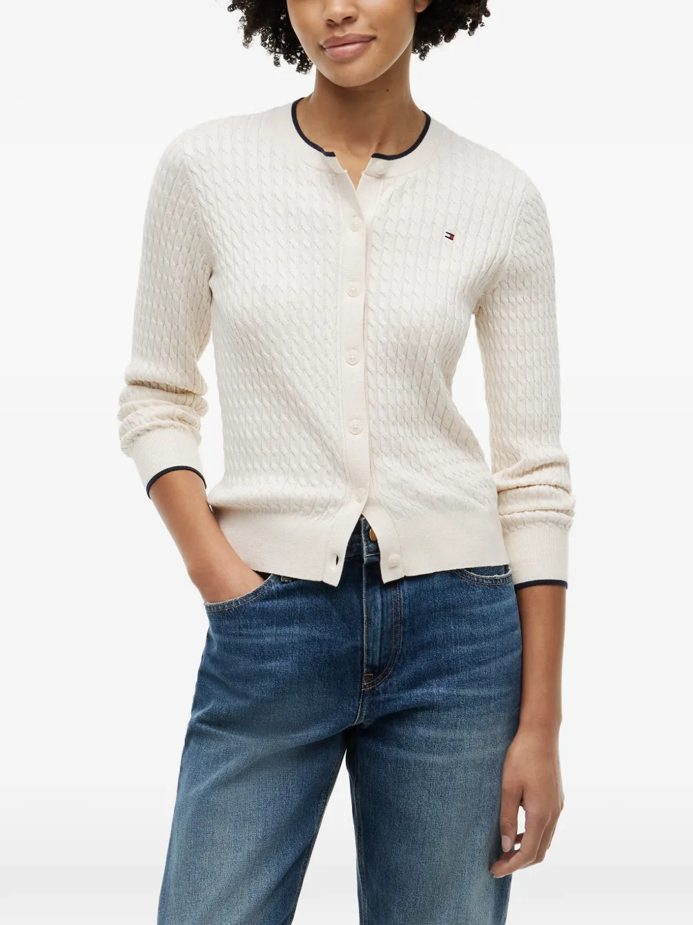  Tommy Hilfiger Embroidered-logo Cardigan - Neutrals 