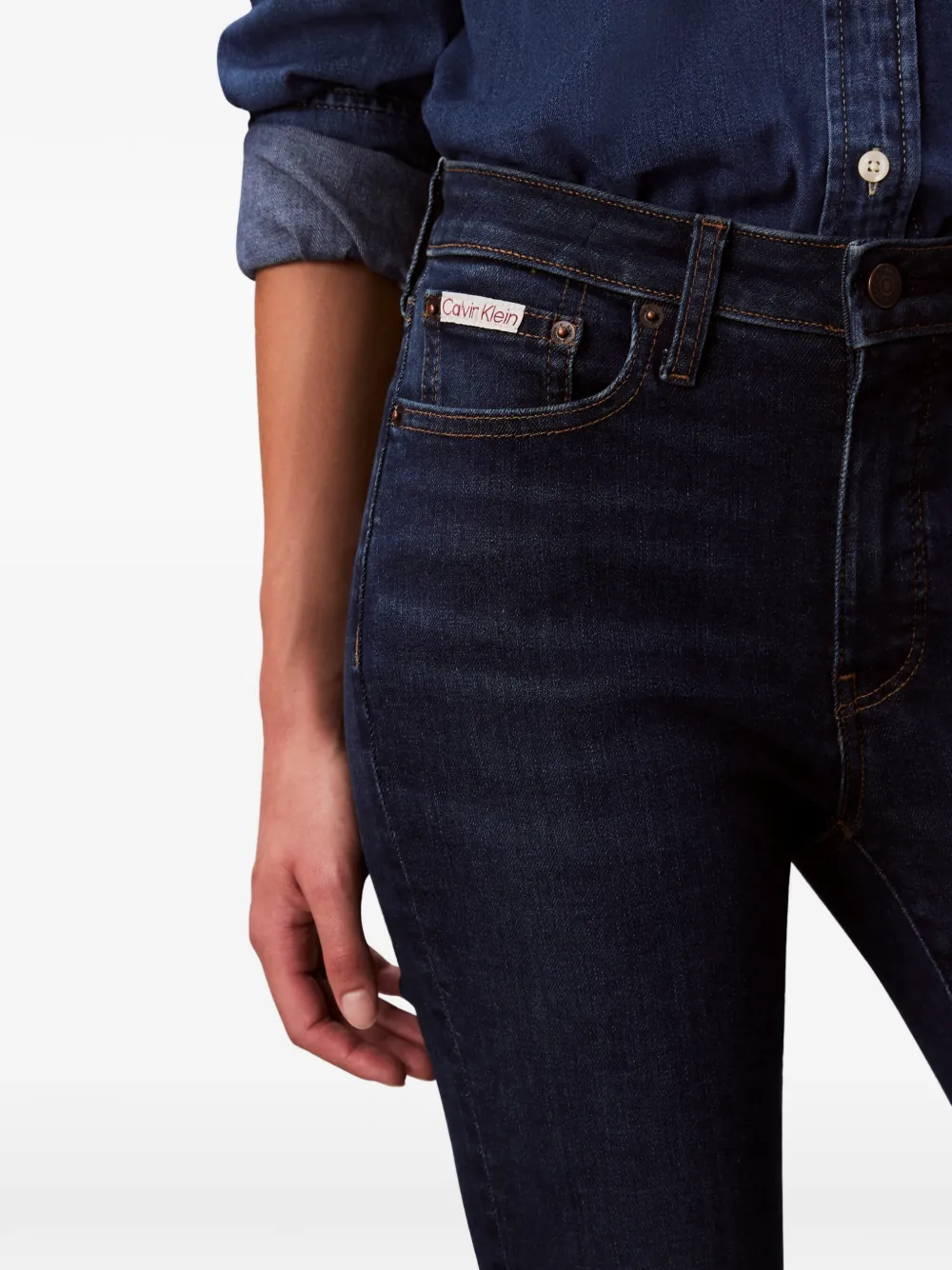 Calvin Klein Skinny jeans met logopatch Blauw