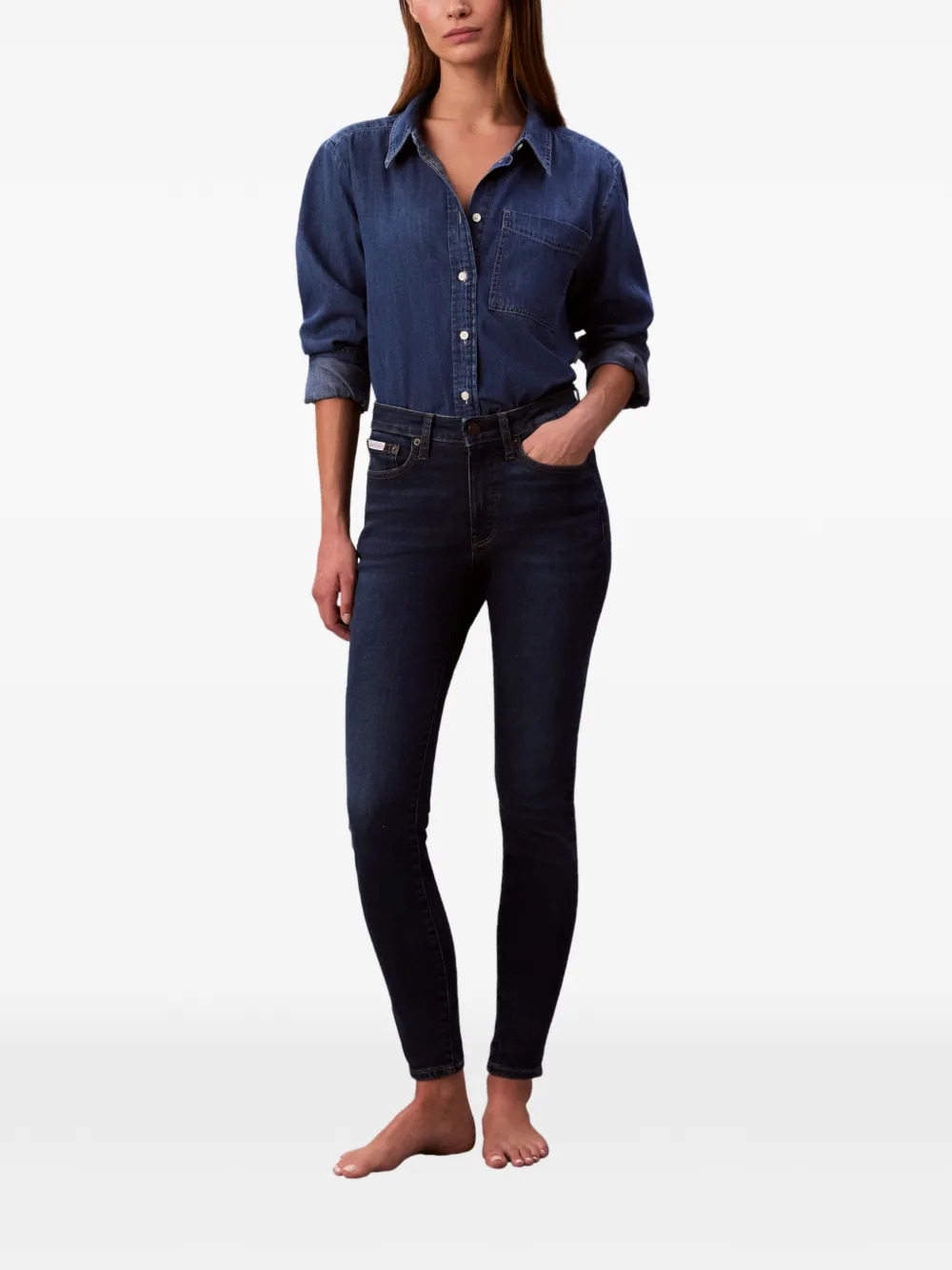  Calvin Klein Jean Skinny à Patch Logo - Bleu 