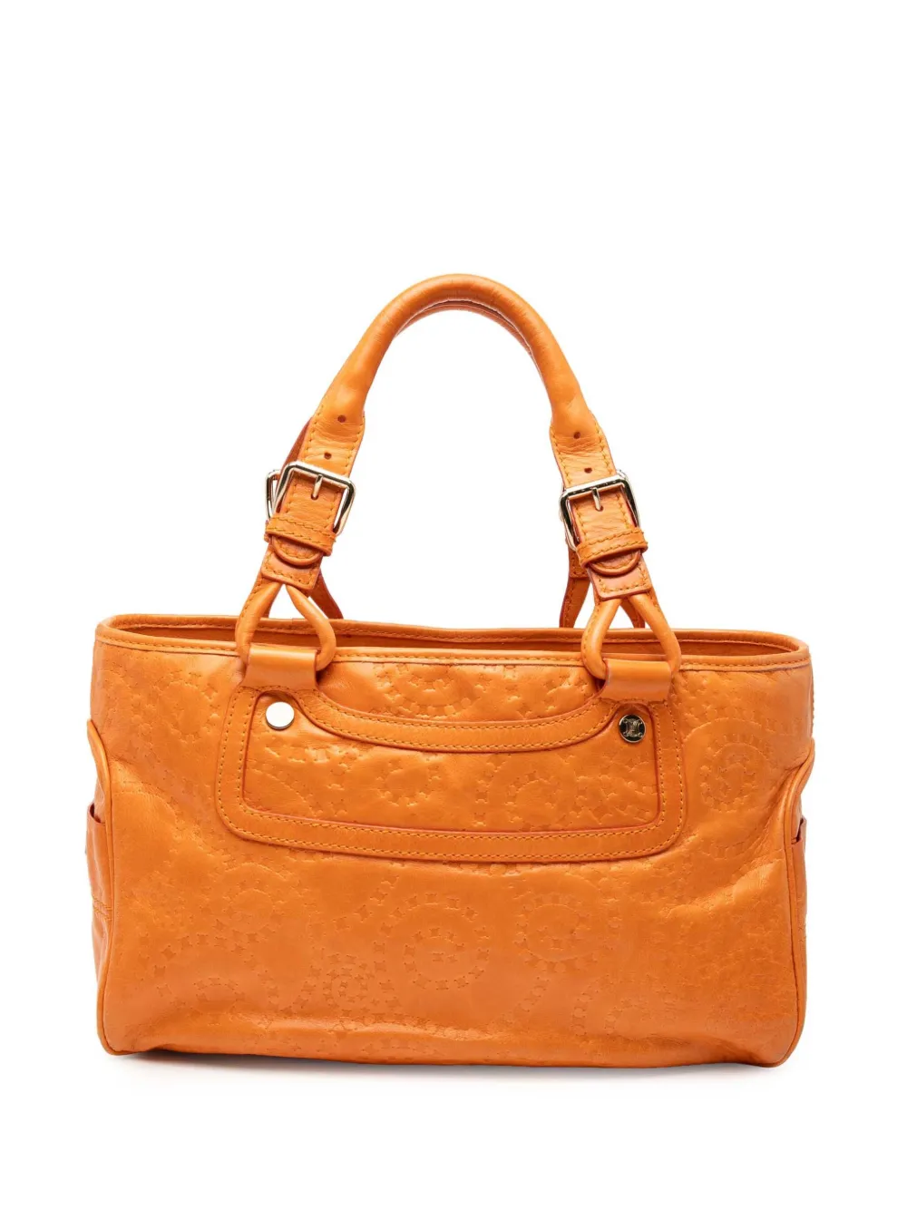 Celine Pre-Owned 2000-2020 Spiraling Macadam Embossed Leather Boogie handbag - Arancione