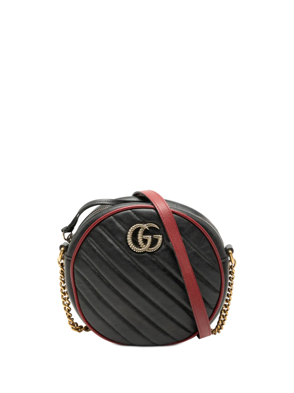 Gucci Pre-Owned 2016-2026 Mini GG Marmont Matelasse Leather Torchon Round crossbody bag - Nero