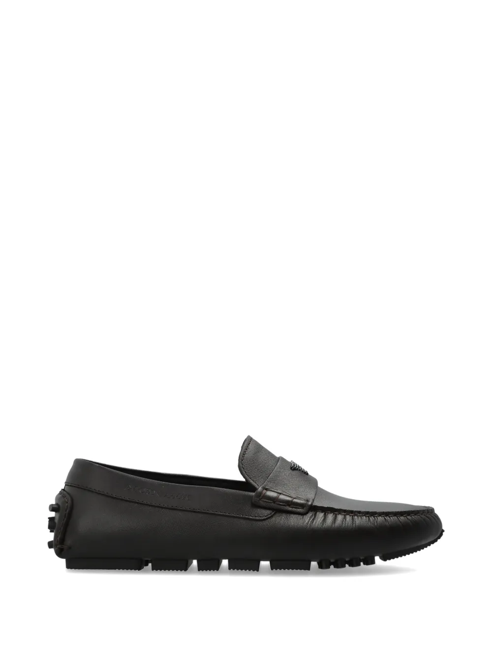 Emporio Armani logo-appliqué leather loafers - Marrone
