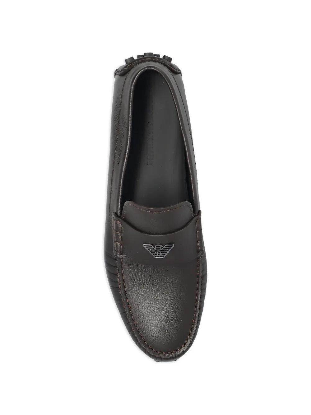 Emporio Armani Leren loafers met logo-applicatie Bruin