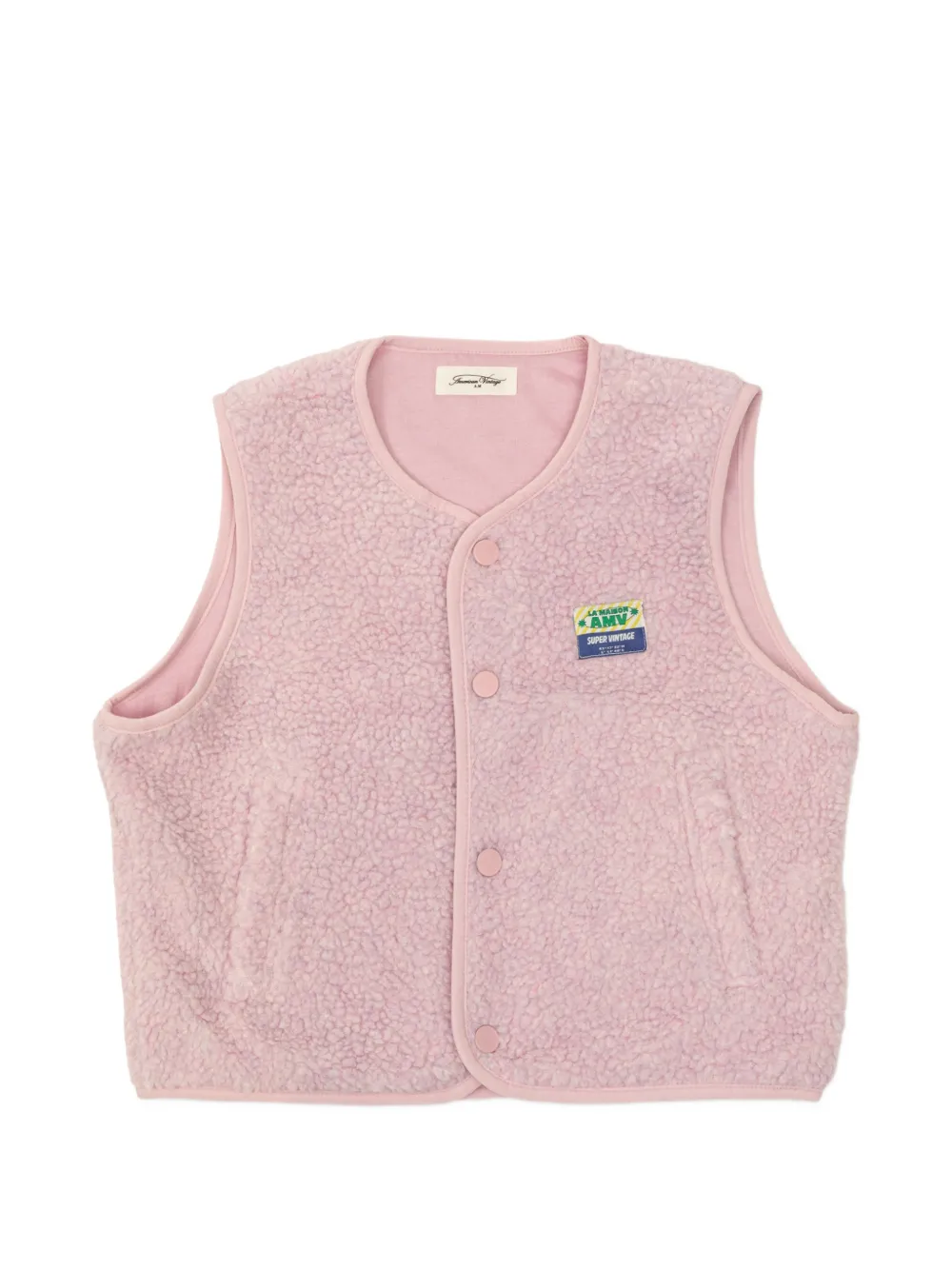 American Vintage Kids buttoned logo-patch waistcoat - Rosa