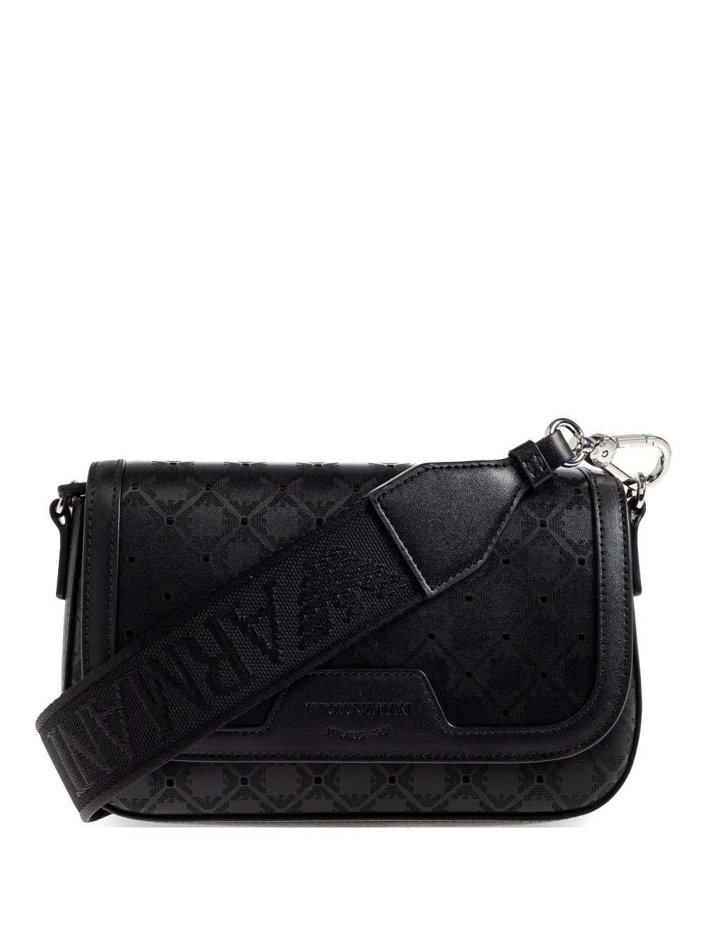 Emporio Armani logo-pattern detachable strap cross body bag - Nero