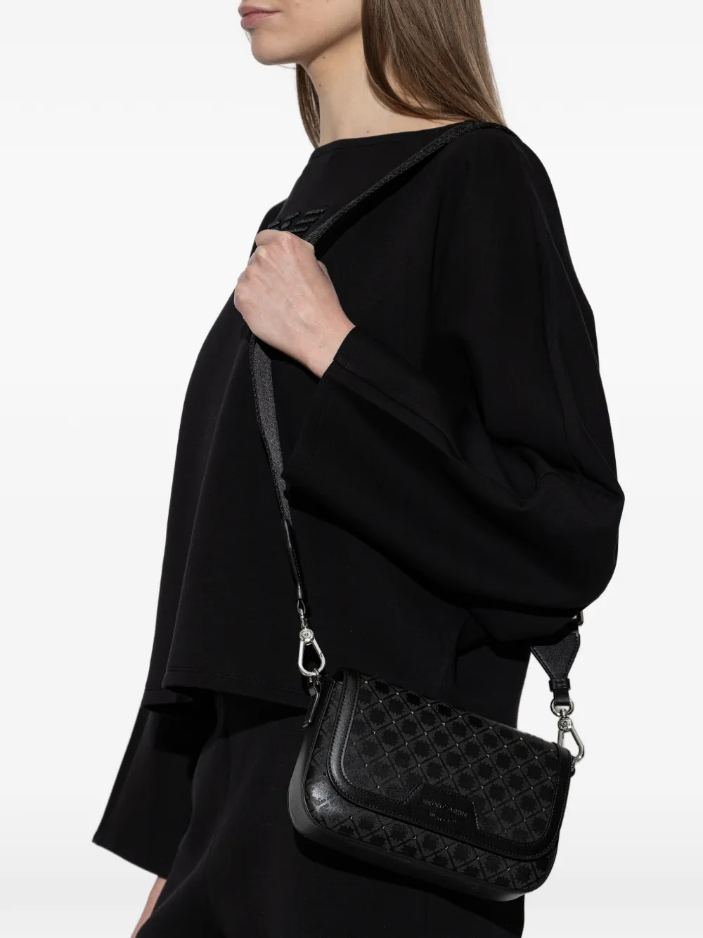 logo-pattern detachable strap cross body bag