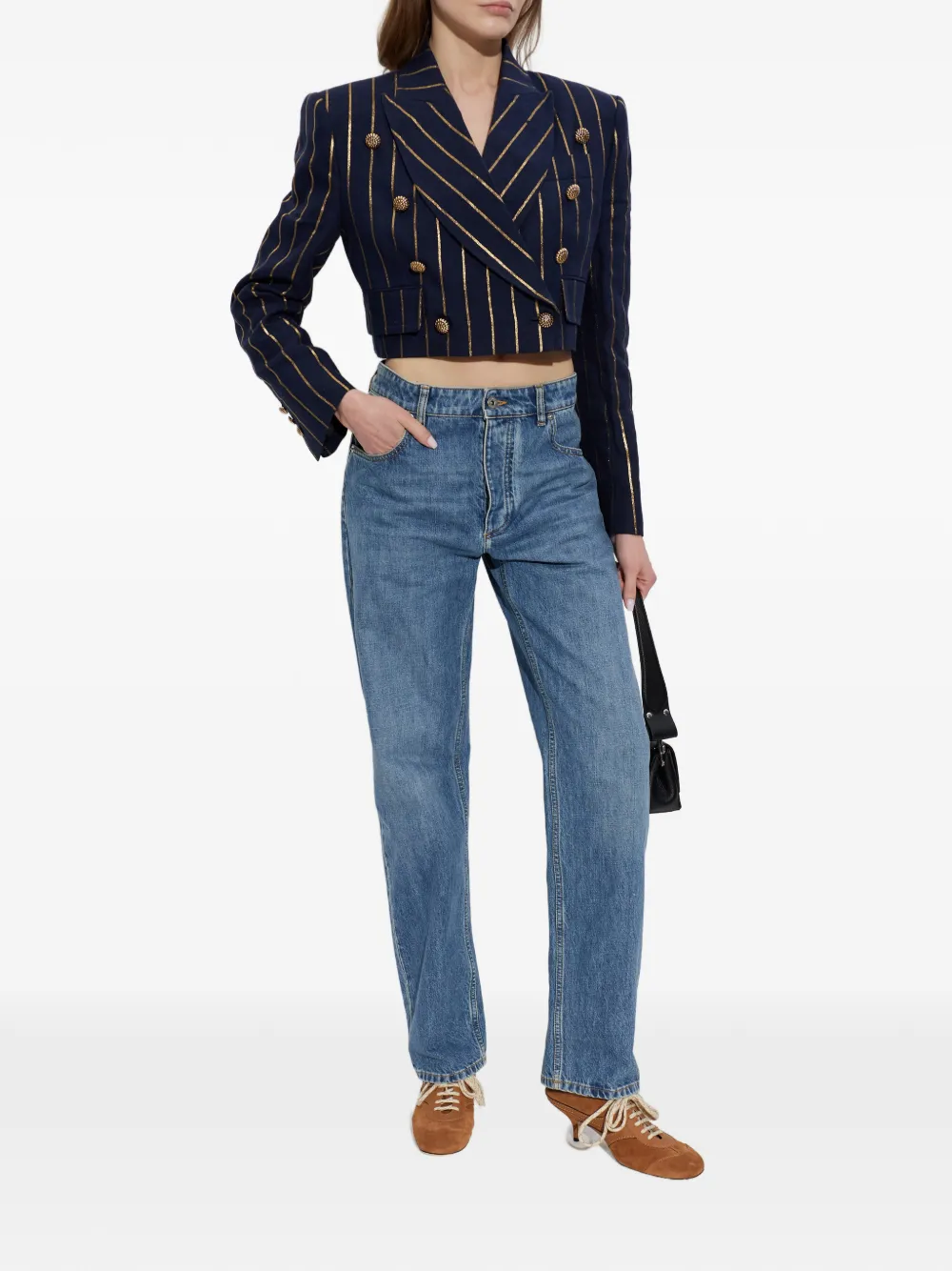 Vivienne Westwood Cropped jack met krijtstreep Blauw
