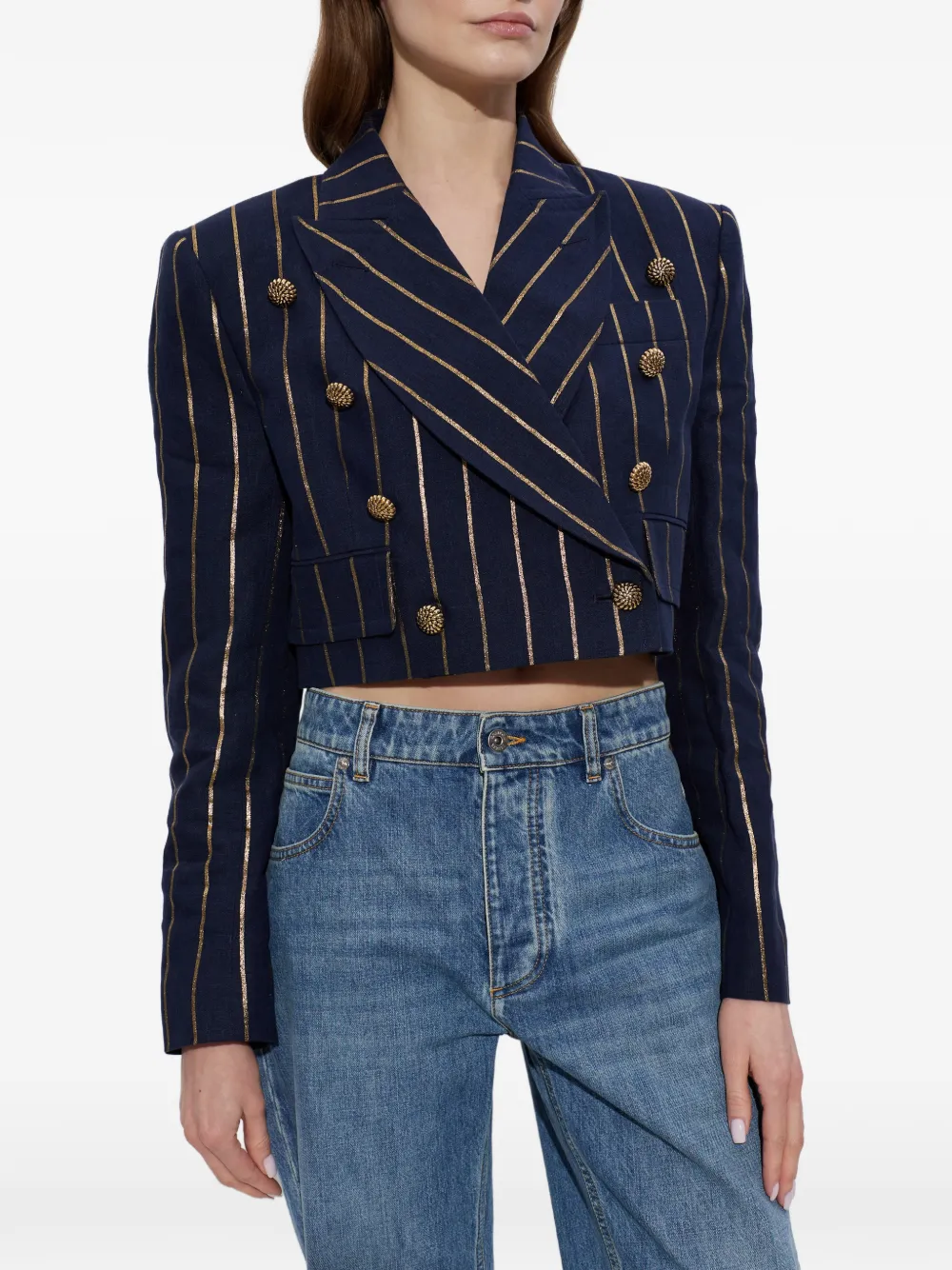 Vivienne Westwood Cropped jack met krijtstreep Blauw