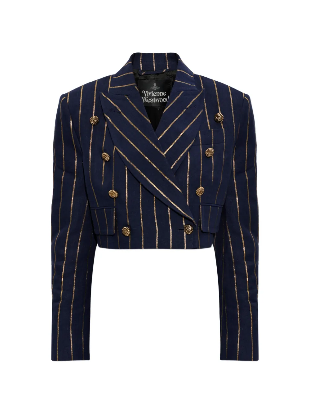 Vivienne Westwood pinstripe-button crop jacket - Blau