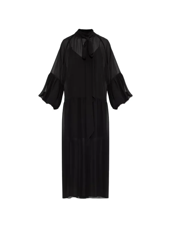 loose sheer dress Lumalex Women's Loose Sheer Dress With Tie-Up Sash And Flowy Sleeves Light  Blue Long Maxi Dress Dinner Dinner Date Date Autumn Elegant Dining