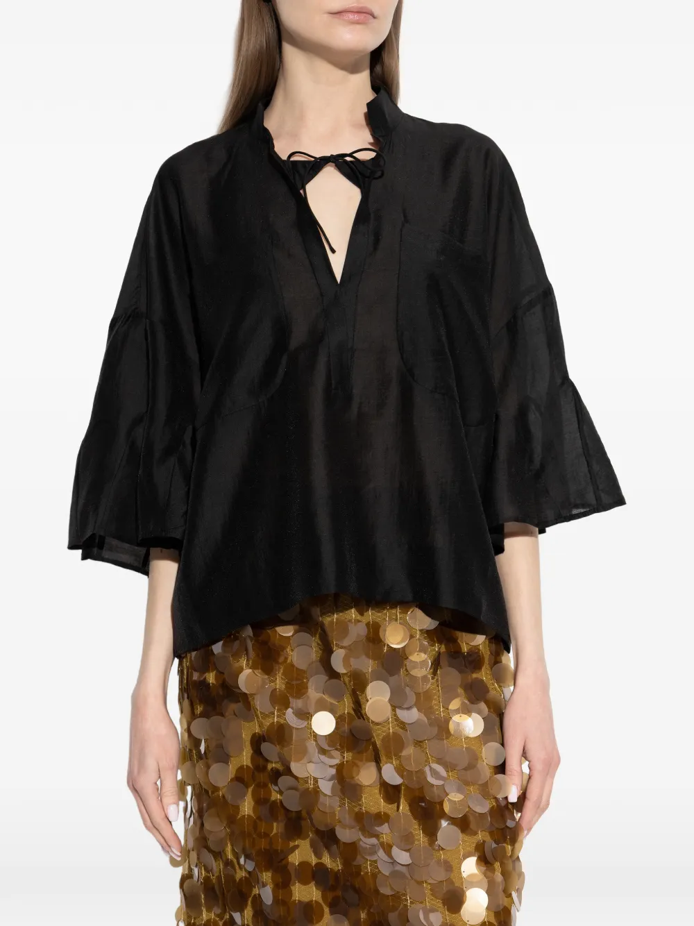  Munthe Flared-sleeve Blouse - Black 
