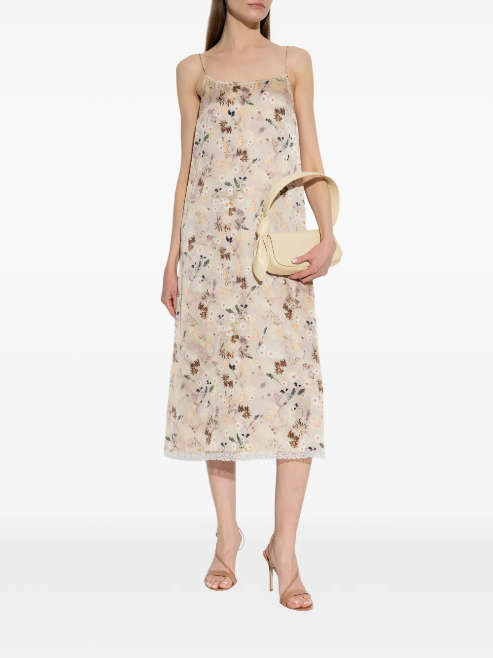  Munthe Barika Floral-print Midi Dress - Neutrals 