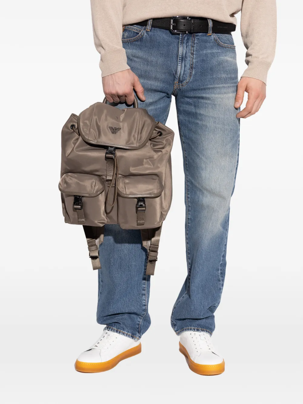Emporio Armani Rugzak met omslag en gesp Bruin