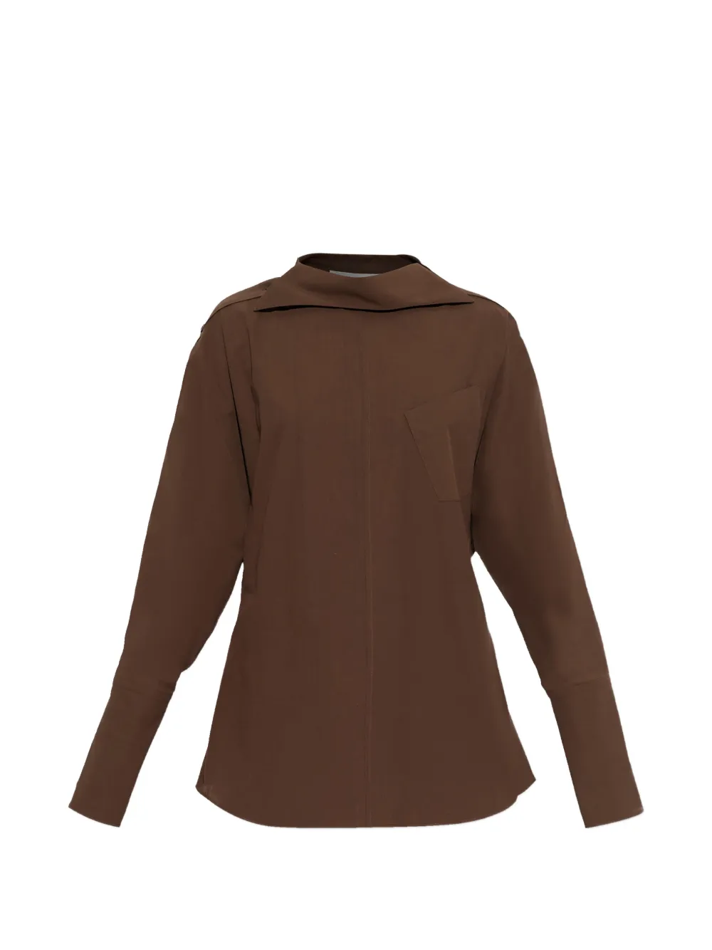Issey Miyake pocket collar shirt - Marrone