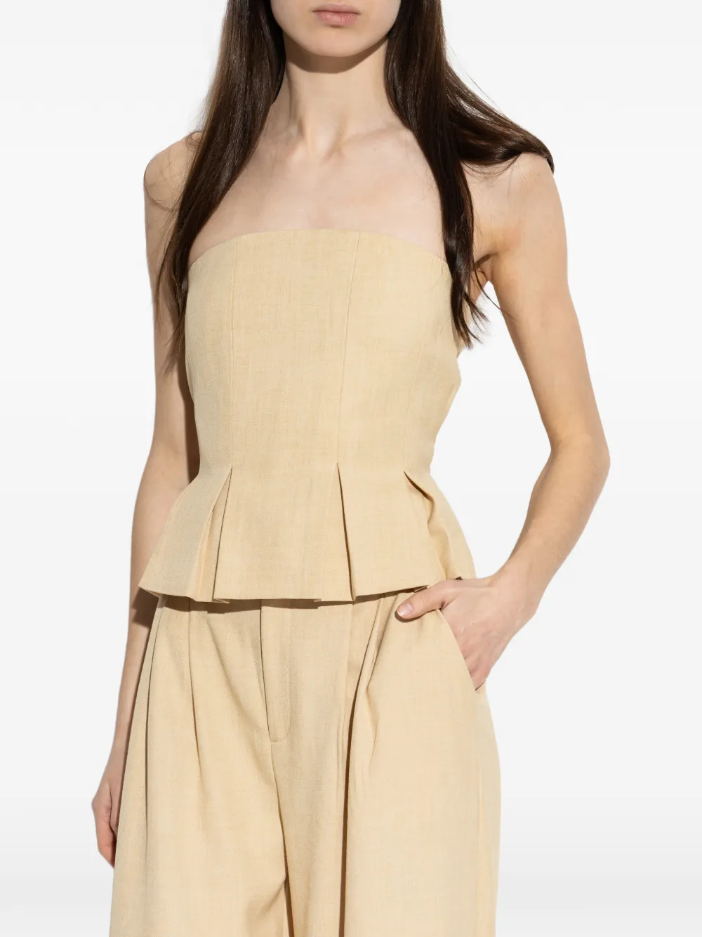  Gestuz Peplum Strapless Top - Neutrals 