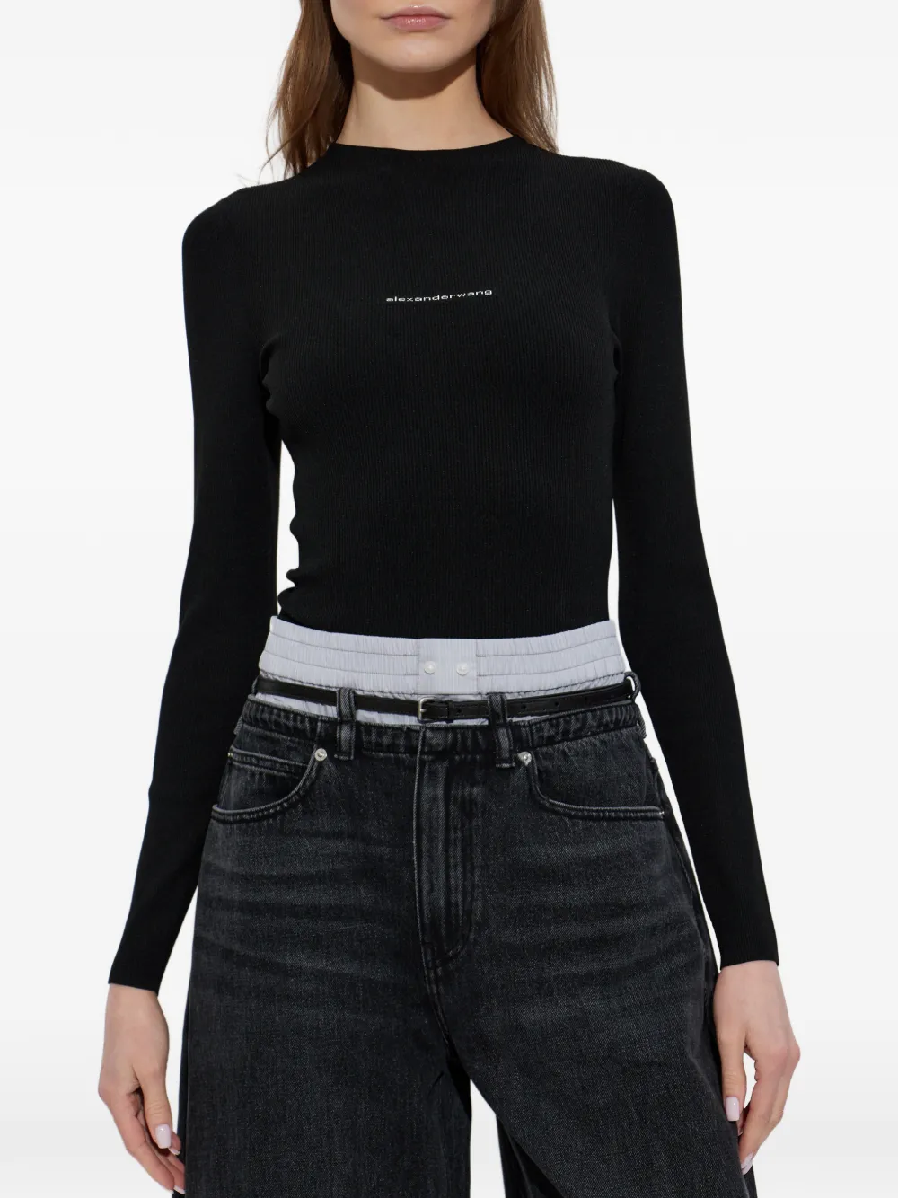 Alexander Wang Geribbelde trui met logoprint Zwart