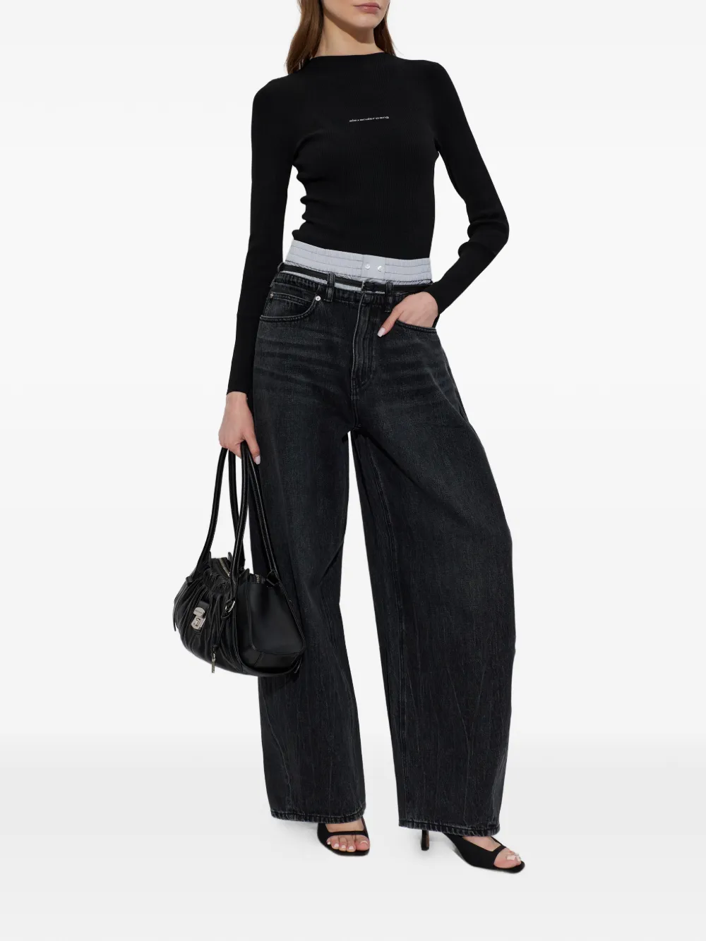 Alexander Wang Geribbelde trui met logoprint Zwart