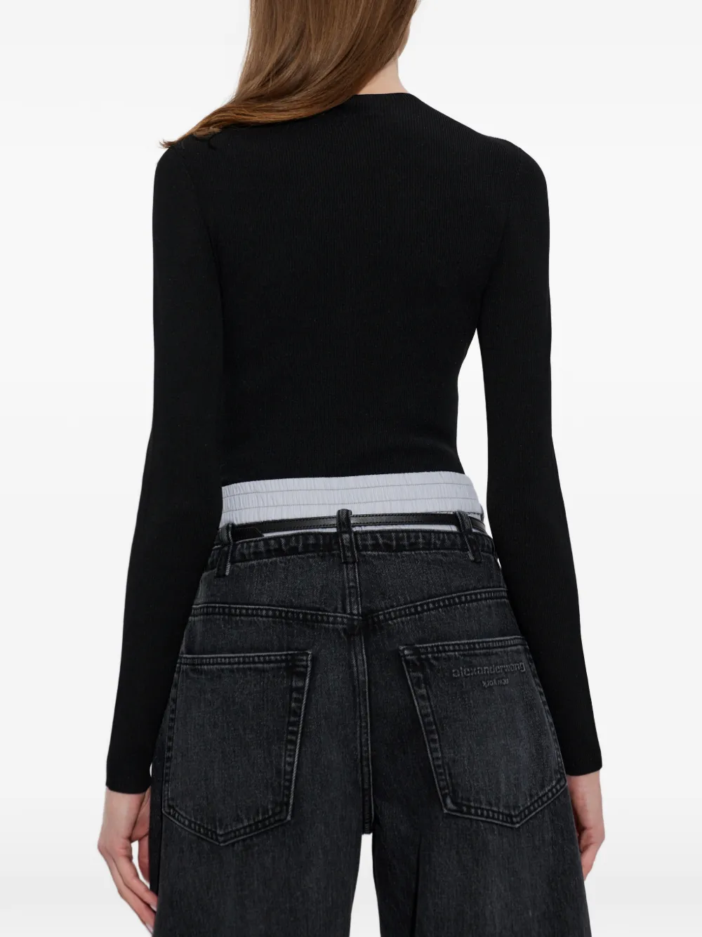 Alexander Wang Geribbelde trui met logoprint Zwart