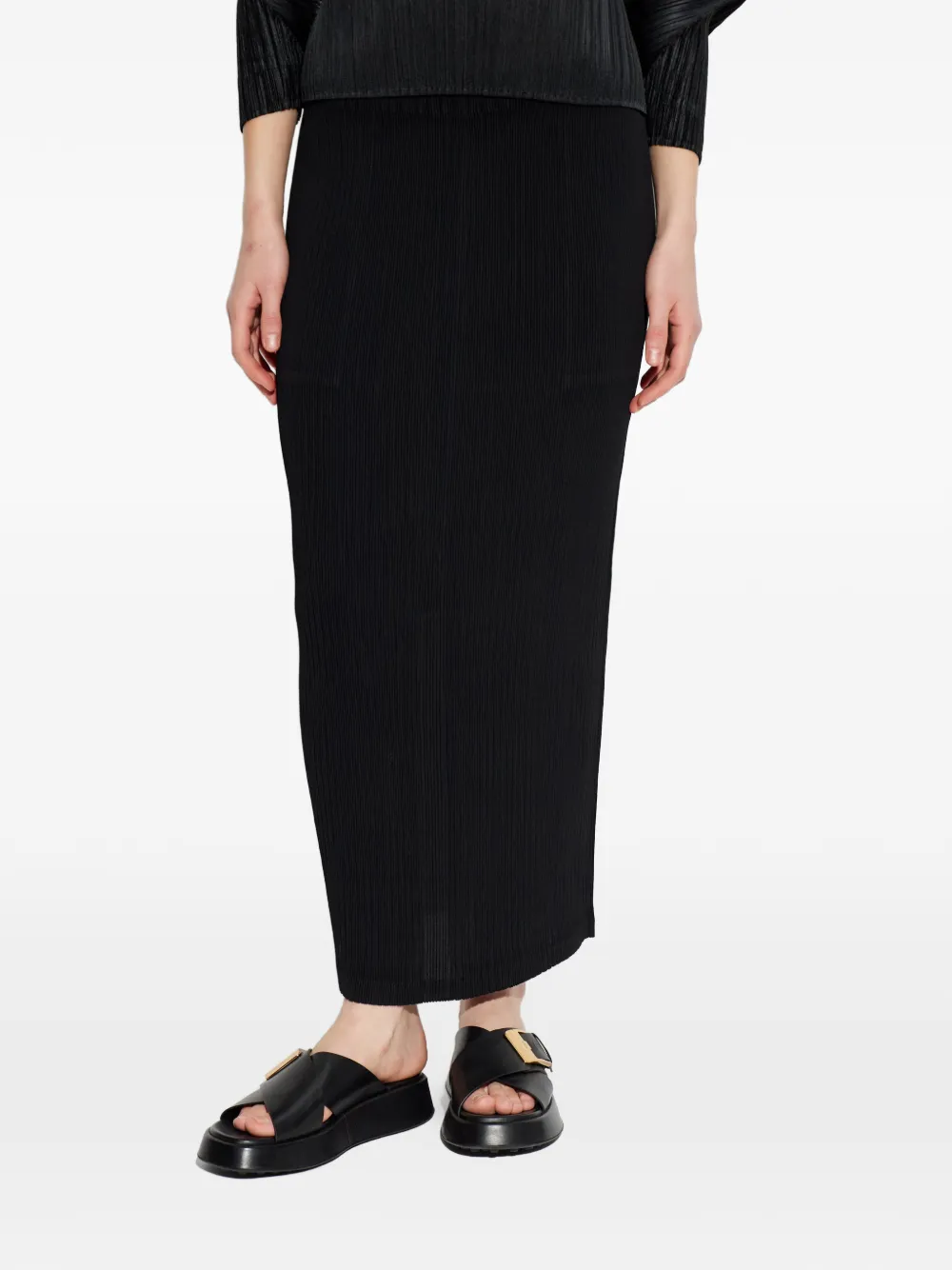 Issey Miyake Maxi-rok met plooien Zwart