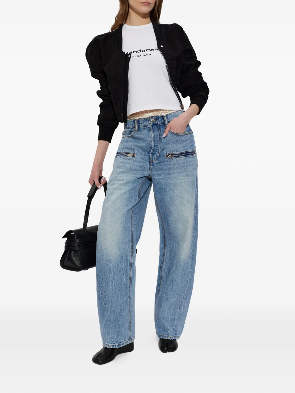 Alexander Wang Katoenen T-shirt met kristallen logo Grijs