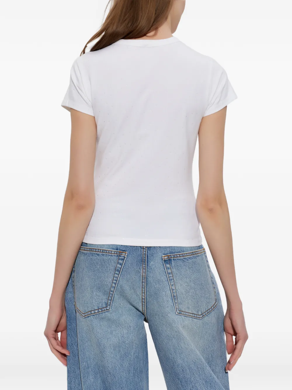 Alexander Wang Katoenen T-shirt met kristallen logo Grijs