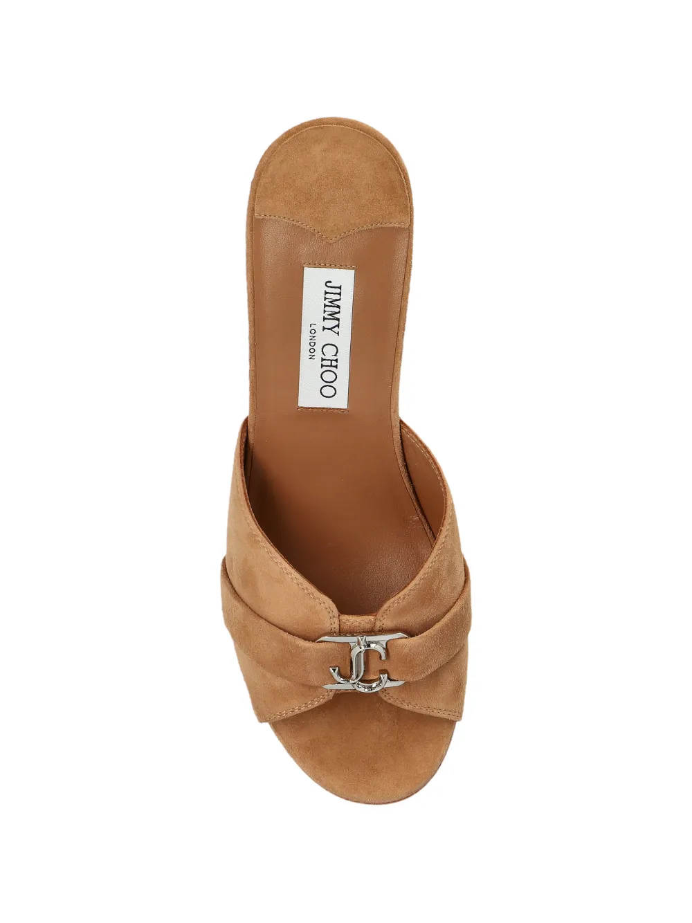 Jimmy Choo Leda muiltjes met gekruiste bandjes en sleehak Beige