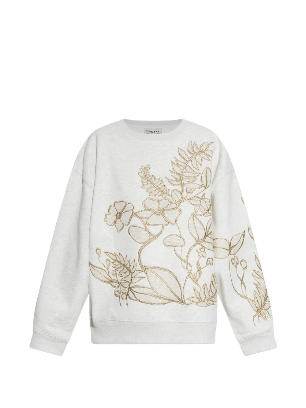 Munthe Floral-embroidered Sweatshirt In Gray