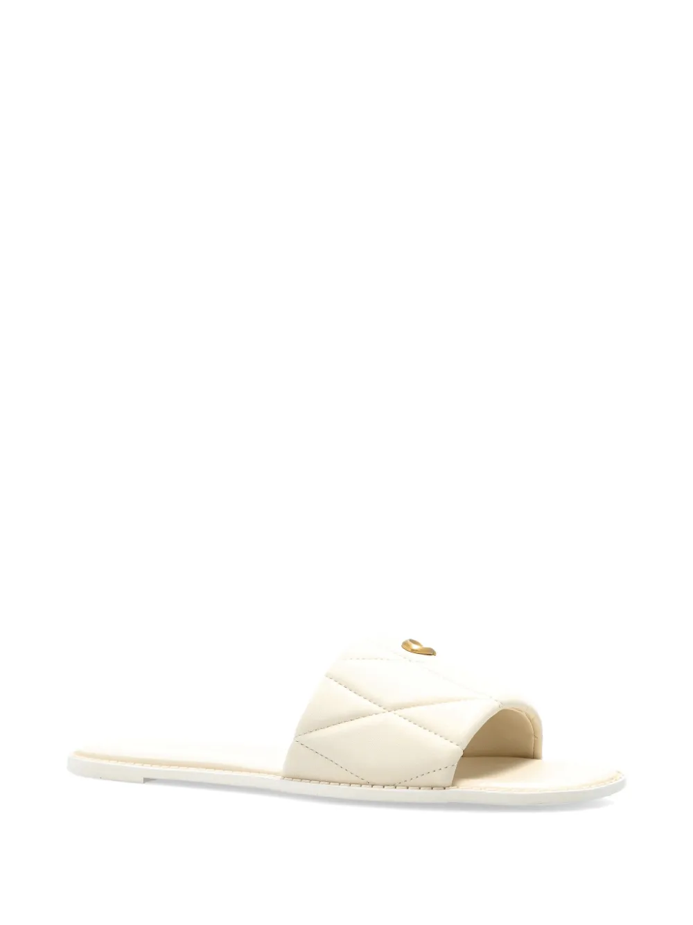 Coach Holly quilted logo sandals Beige