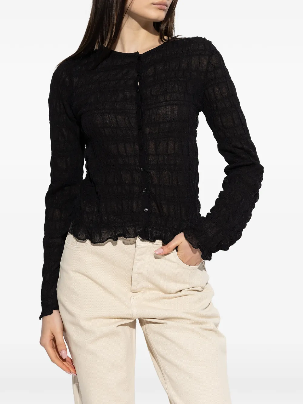  By Malene Birger Ebba Ruffled Cardigan - Black 