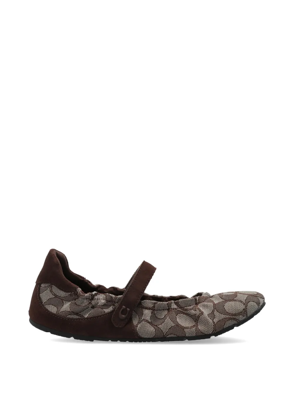 Coach Patterned Strap Ballet Flats In Brown