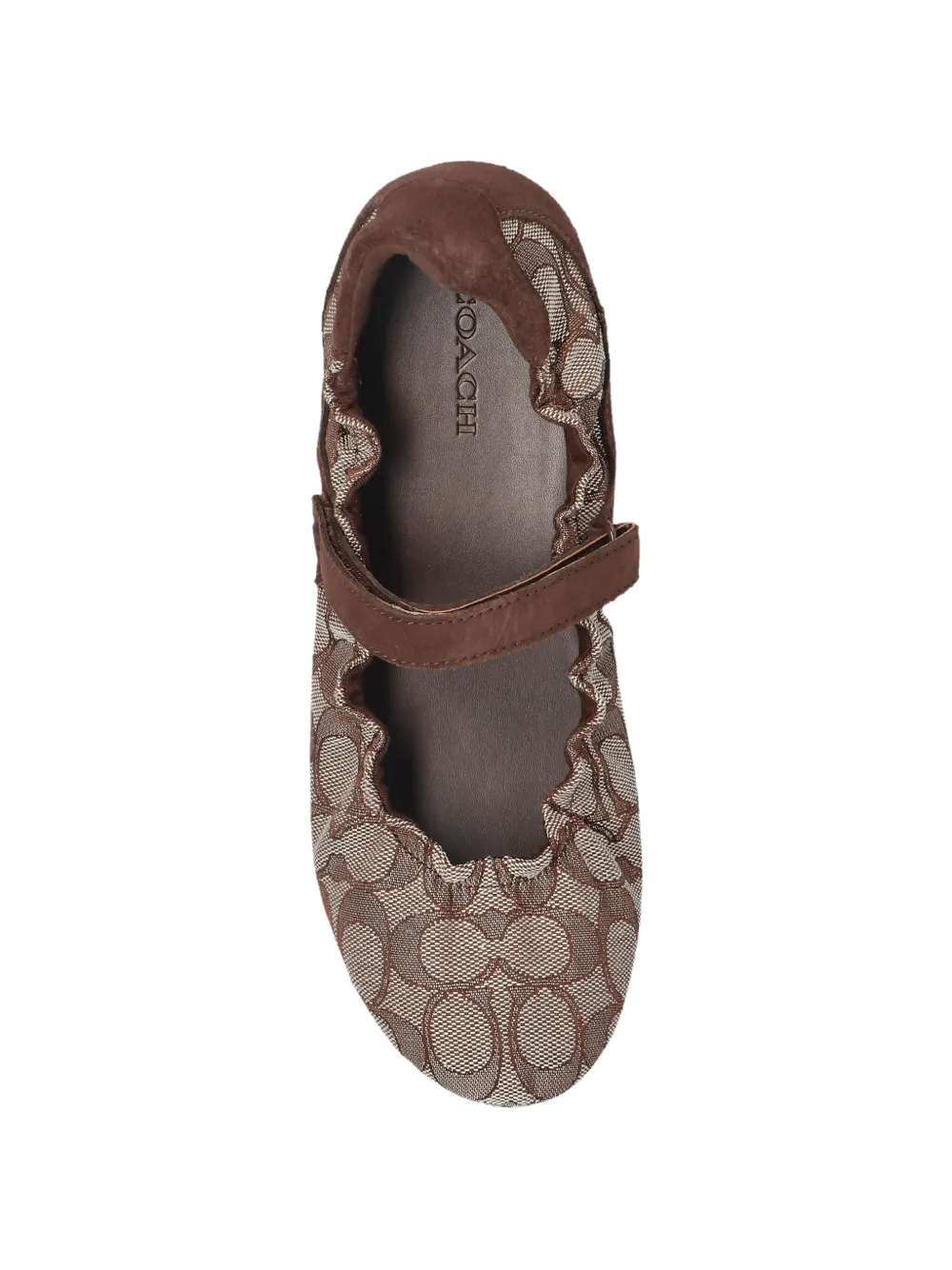 Coach Patterned Strap Ballet Flats In Brown