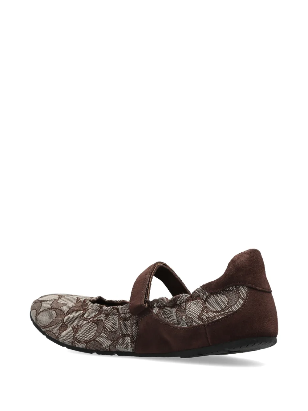 Coach Patterned Strap Ballet Flats In Brown