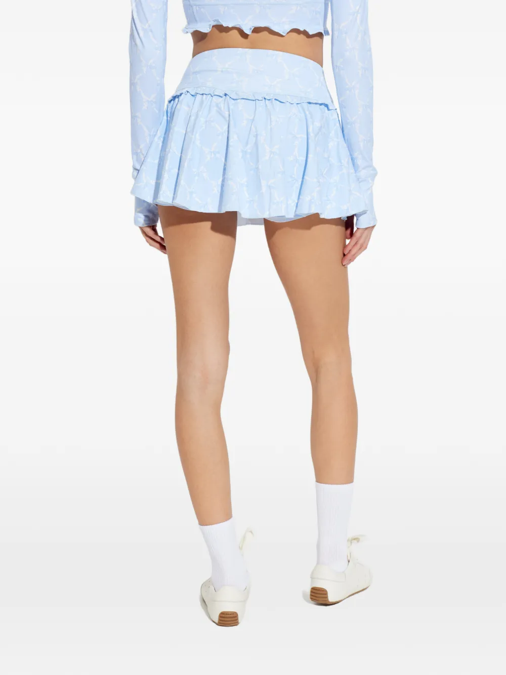 LoveShackFancy Rok met ruches en strik Blauw