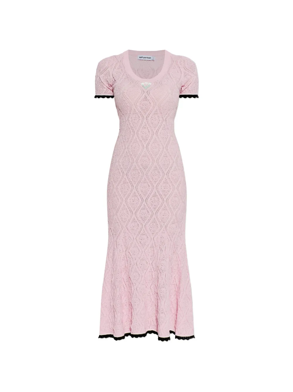 Self-Portrait scoop-neck knitted midi dress - Rosa
