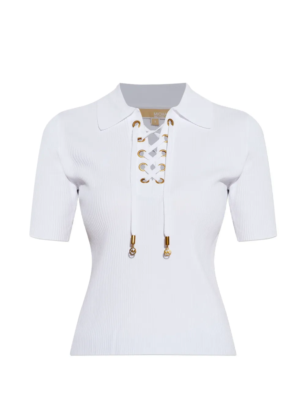 Michael Michael Kors lace-up polo top - Weiß
