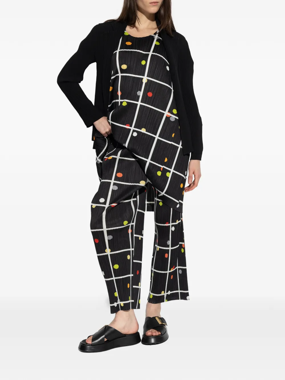 Pleats Please Issey Miyake Crossing Dots パンツ | ブラック