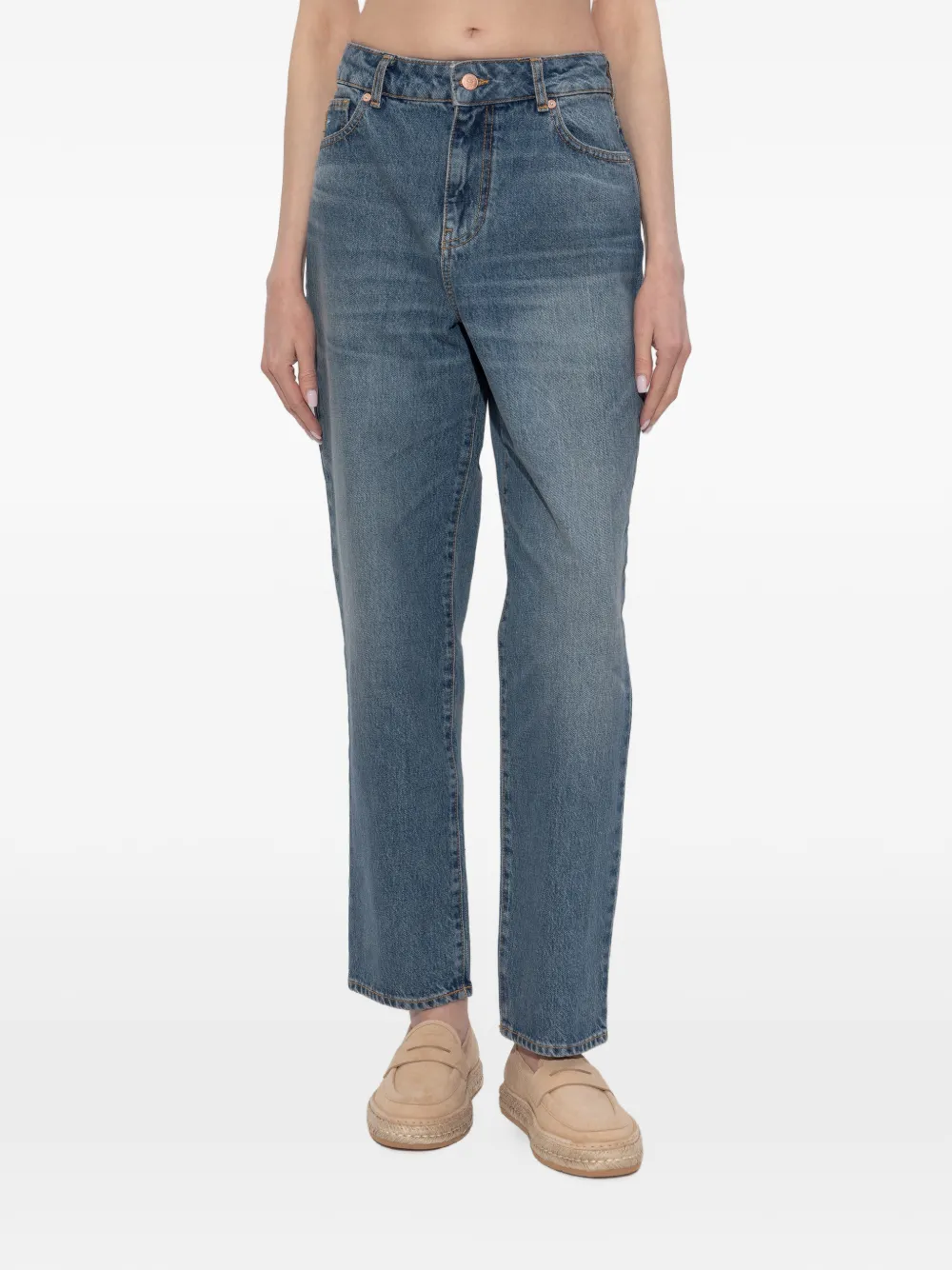 Emporio Armani Katoenen straight jeans met zak Blauw