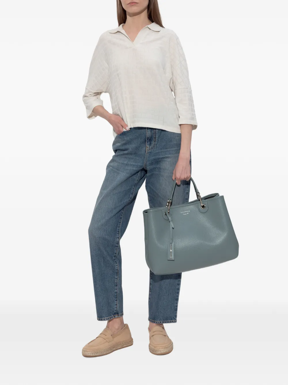 Emporio Armani Katoenen straight jeans met zak Blauw